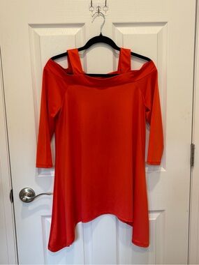 Jean-Pierre Kilfa Women’s Red Off-Shoulder Tunic Top #1104